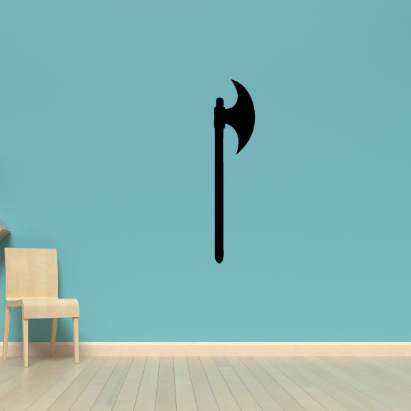 Axe decal sticker with black axe icon, wall-friendly graphic