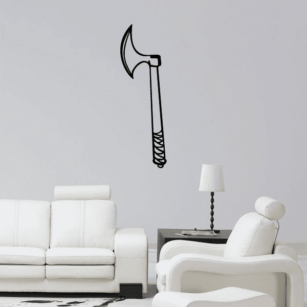 Hammer-shaped wall decal with outlined black design