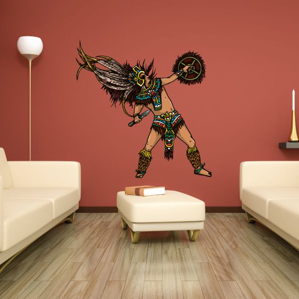Image of Aztec Colored Fighting Eagle Warrior Sticker