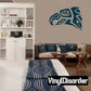 Aztec eagle head vinyl wall decal, teal blue geometric design