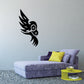 Aztec-style owl decal, black tribal owl silhouette with spiral eye
