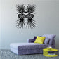 Quetzal bird wall decal in black, with ornate symmetrical feather details