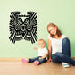 Aztec-style bird wall decal, black geometric quetzal pattern