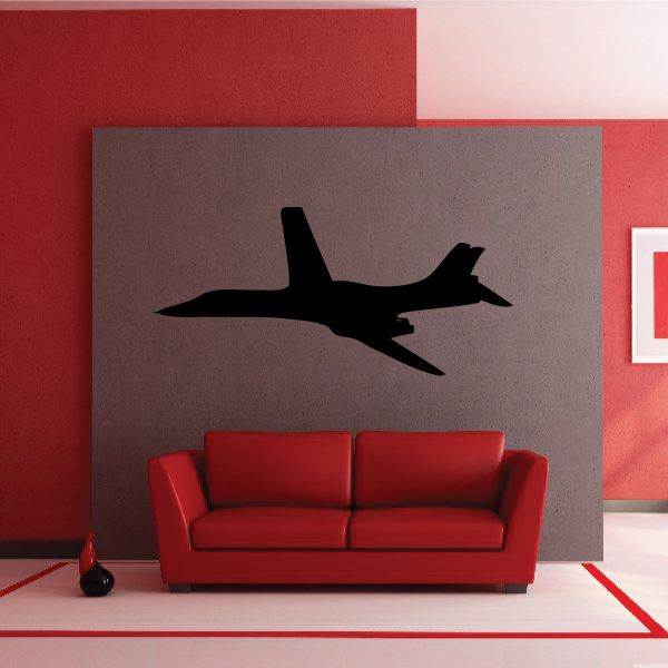 B-1 Lancer flying decal, black jet silhouette on gray backing
