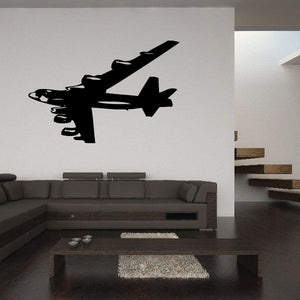 Bomber aircraft flying decal, black silhouette plane with contrails