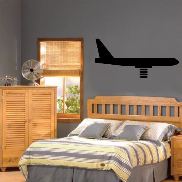 B-52 Stratofortress dropping payload decal, black airplane wall sticker silhouette