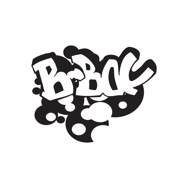 Graffiti decal sticker with bold black and white tag letters