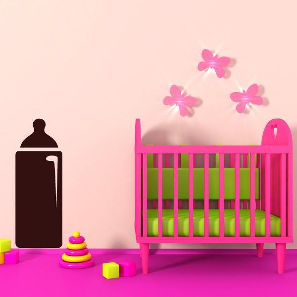 Baby bottle decal: dark bottle silhouette with small cap and no background text.
