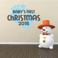 Christmas wall decal: Baby's First Christmas 2015 text with snowman