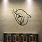 Dolphin wall decal with black line-art head and open mouth
