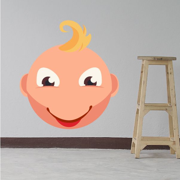 Image of Baby Face Emoticon Wall Decal - Vinyl Sticker - Car Sticker - IDCOLOR005