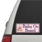 Rectangle car window sticker with Baby On Board text and cartoon baby girl