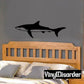 Shark wall decal with black silhouette fin and tail