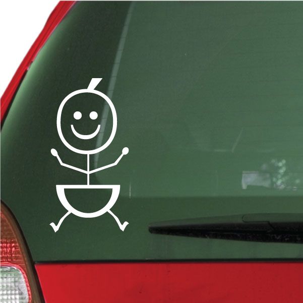 White outline baby cartoon hair decal sticker for car window