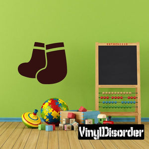 Baby socks wall decal with two dark brown sock icons