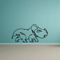 Baby triceratops wall decal, light teal cartoon dinosaur with short horns and tail.