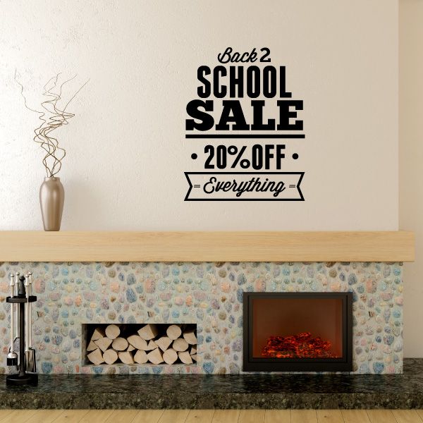Back to School Sale decal: Back2 SCHOOL SALE, 20% OFF, Everything text