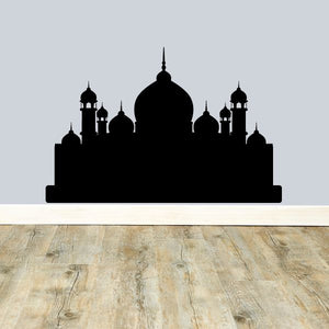 Black mosque silhouette decal with domes and minarets