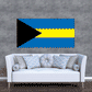 Bahamas flag sticker, rectangular with blue field, black triangle, and yellow stripe