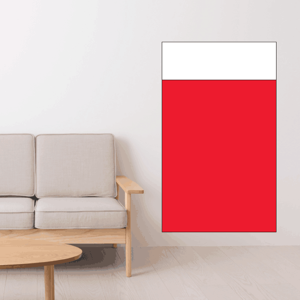 Bahrain flag sticker with white top band and red field, rectangular