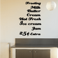 Bakery word collage wall decal with black cursive text: Frosting Milk Butter Cream Jam