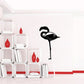 Black flamingo wall decal with red flame icons