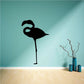 Flamingo silhouette decal, black standing bird on thin leg pole