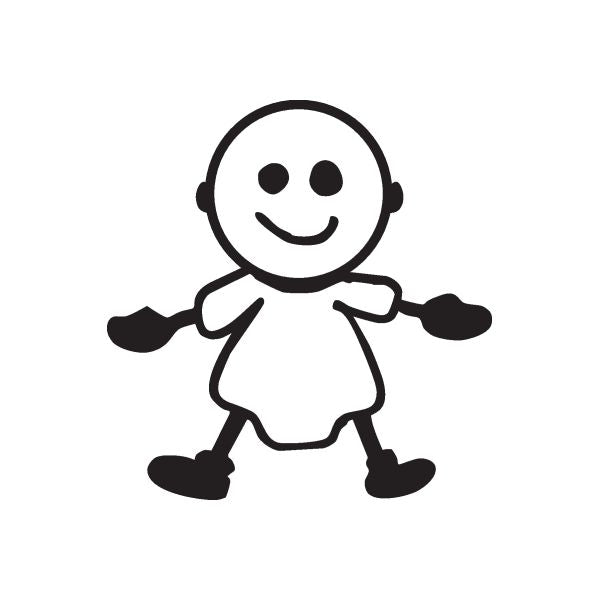 Bald baby cartoon decal with black headphones and smiling face