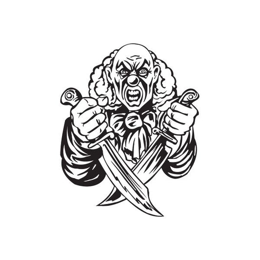 Image of Bald Clown with Crossed Knives Decal