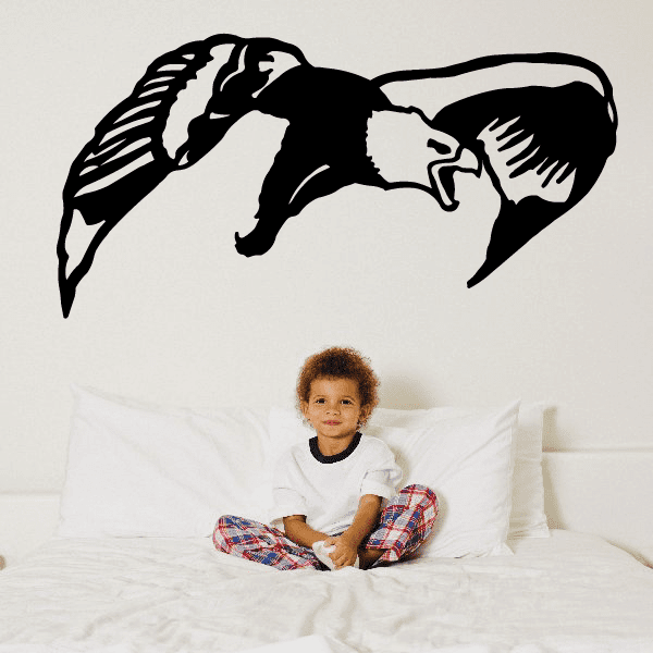 Bald eagle decal with bold black silhouette and white highlights