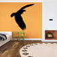 Black bald eagle flapping wall decal with wings spread silhouette