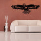 Eagle spread-wings decal, black stylized bald eagle with open beak and wings