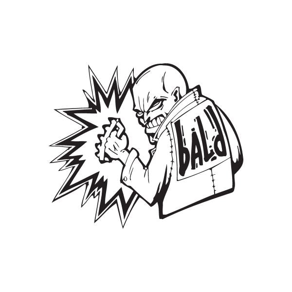 Graffiti skull biker decal in black and white stencil style