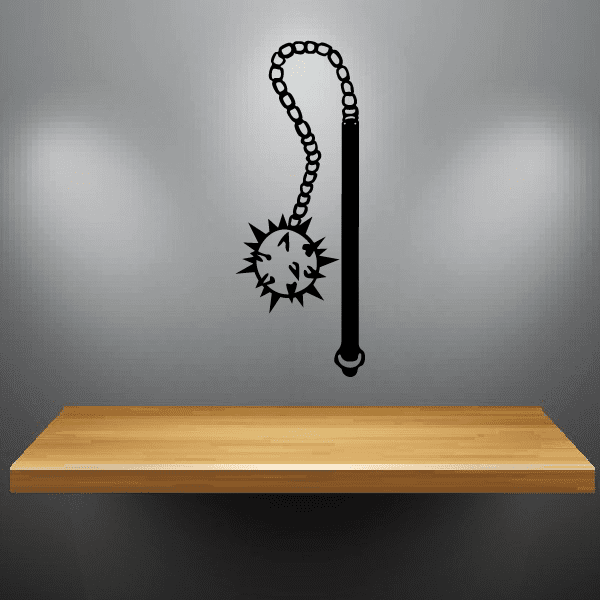 Flail decal with spiked ball and chain, black design