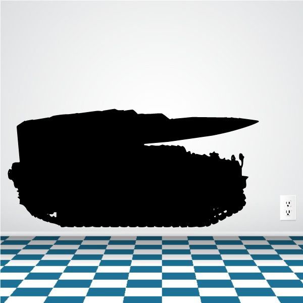 Black tank silhouette decal with long cannon barrel