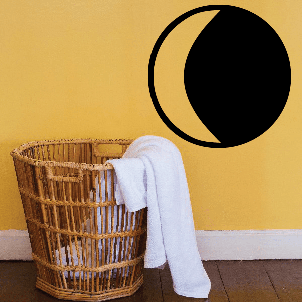 Black crescent moon wall decal with thick outline