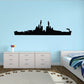 Battleship silhouette wall decal, dark outline of a battlecruiser ship