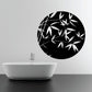 Bamboo leaf wall decal: black circular design with white bamboo stalks and leaves