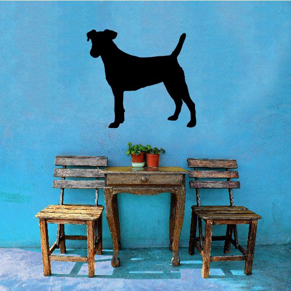 Bandit dog decal with black standing dog silhouette