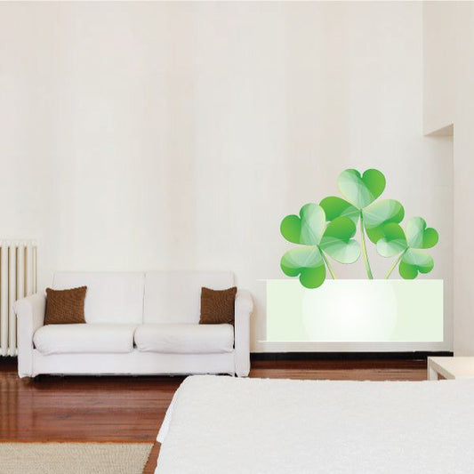 Image of Banner with 3 Leaf Clovers St Patrick's Day Printed Die Cut Decal