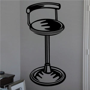 Black line-art bar stool decal with round seat and circular footrest