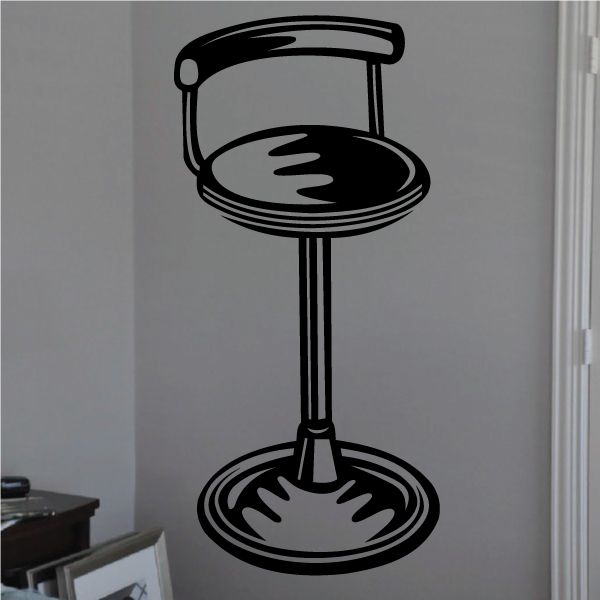 Black line-art bar stool decal with round seat and circular footrest