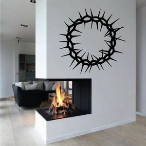 Spiked tribal circular wall decal, black barbed-wire style ring