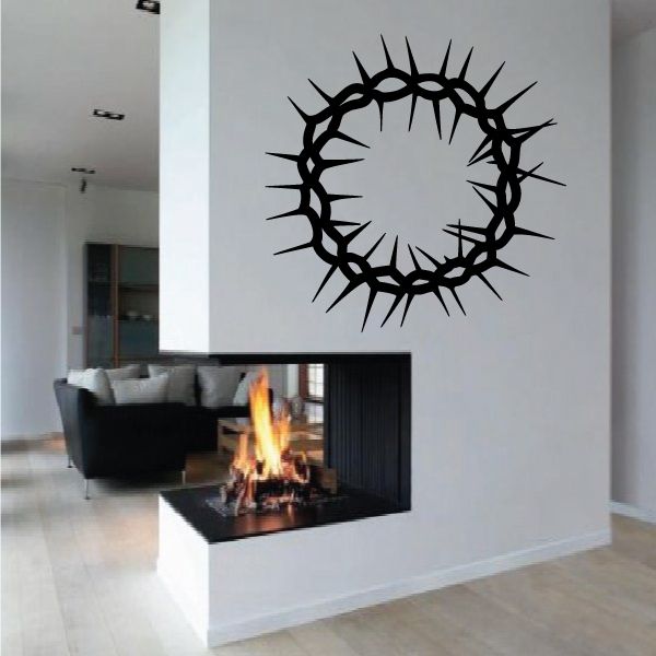 Spiked tribal circular wall decal, black barbed-wire style ring