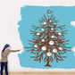 Decorated Christmas tree clear sticker with white ornaments and star topper