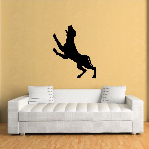 Barking coonhound wall decal with black dog silhouette