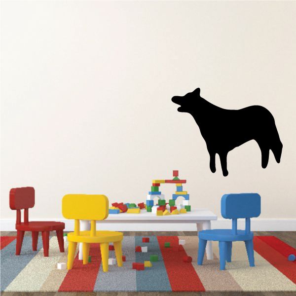 Black barking dog wall decal, bold silhouette