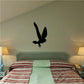 Flying barn owl wall decal, black silhouette with wings spread