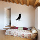 Black barn owl wall decal, perched with wings outstretched.