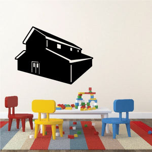 Black barn wall decal, vinyl house silhouette with door and windows